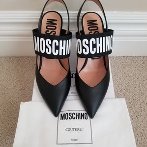 Moschino Logo Point-Toe Pumps